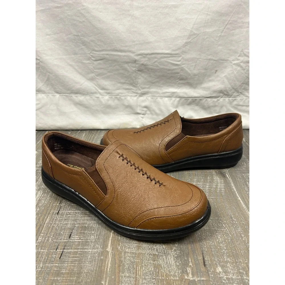Easy Street Ultimate Tan Comfort Wave Slip On Loafers 40-9564 Women 9 M